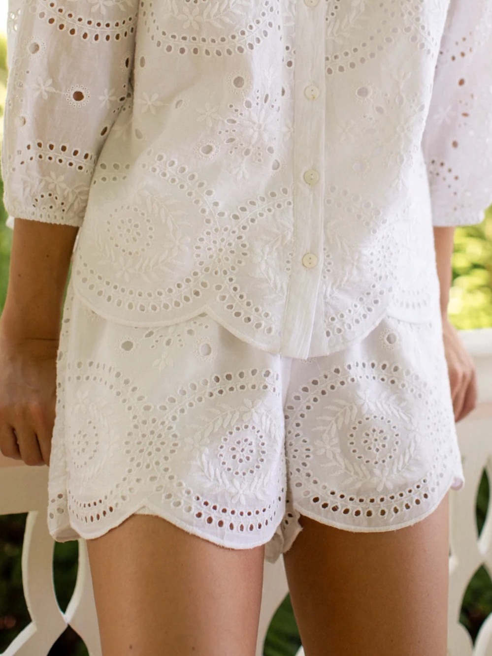 LAURA SHORTS - WHITE DEMI EYELET - Picture 3 of 7